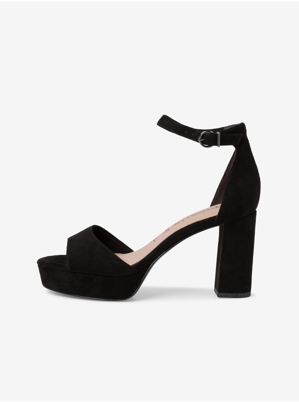 Black women's heeled sandals in suede finish Tamaris - Women's