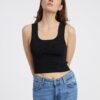 Black women's knit crop top with wool blend Noisy May Haisley - Women