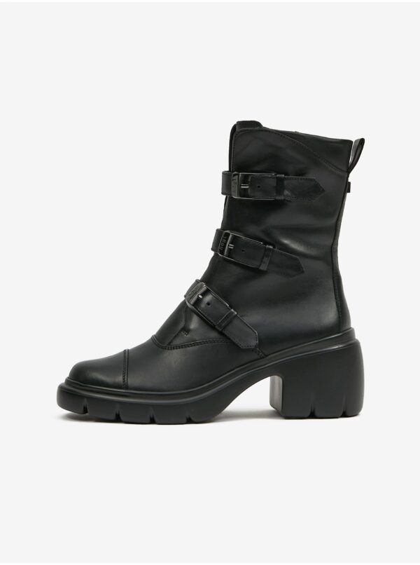 Black women's leather ankle boots Högl Biker - Women's