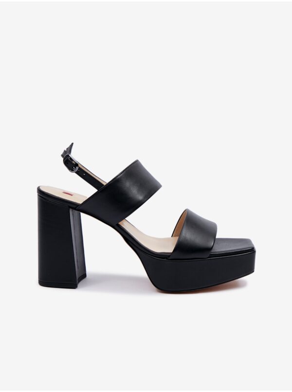 Black women's leather heeled sandals Högl Cindy - Women's