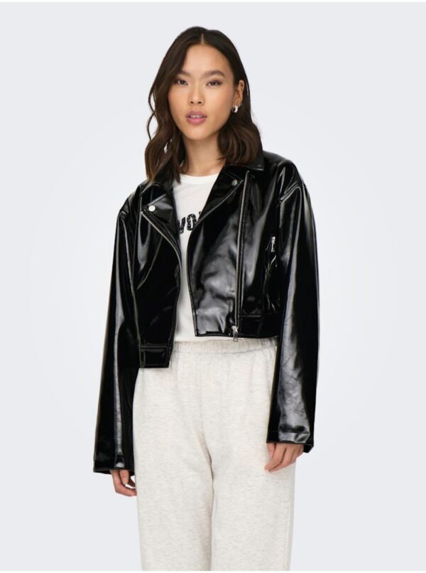 Black women's leather jacket ONLY Simone - Women's