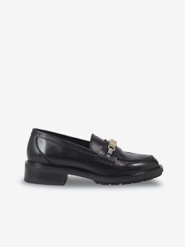 Black women's leather loafers Tommy Hilfiger