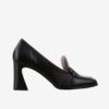 Black women's leather loafers with heels Högl Glenn - Women