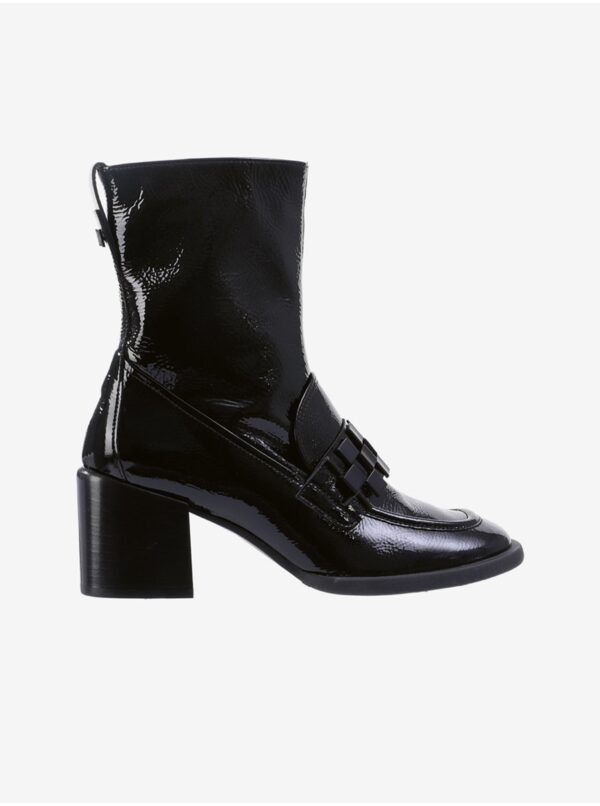 Black women's leather patent leather ankle boots with heels Högl Mag - Women's