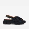 Black women's leather platform sandals Geox - Women
