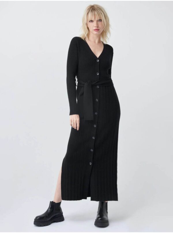 Black women's long button-up knitted dress Salsa Jeans - Women