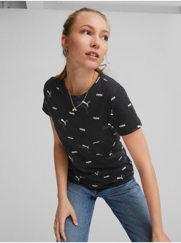 Black women's patterned T-shirt Puma Logo Power - Women