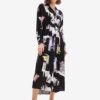 Black women's patterned shirt midi dress Desigual Percy - Women's