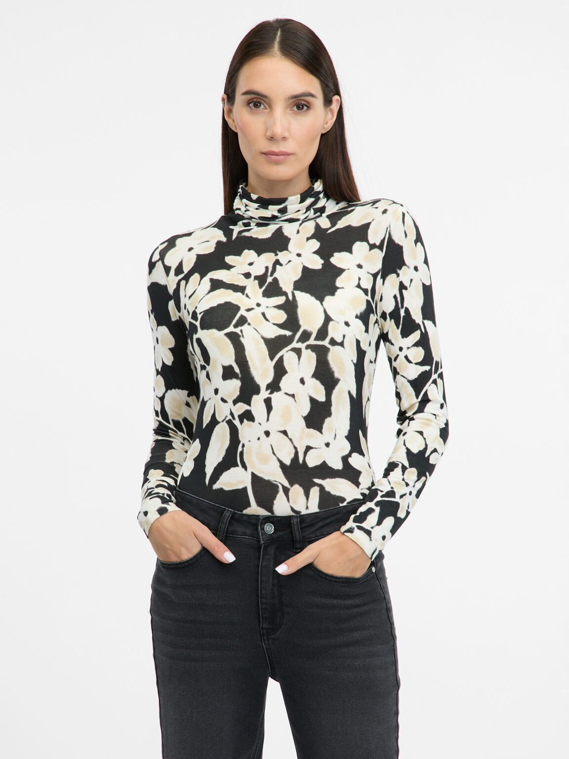 Black women's patterned turtleneck ORSAY - Women's