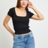 Black women's ribbed cropped t-shirt Guess - Women's