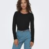 Black women's ribbed long-sleeved T-shirt ONLY Emma - Women's