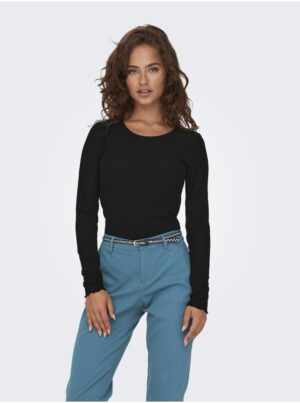 Black women's ribbed long-sleeved T-shirt ONLY Emma - Women's