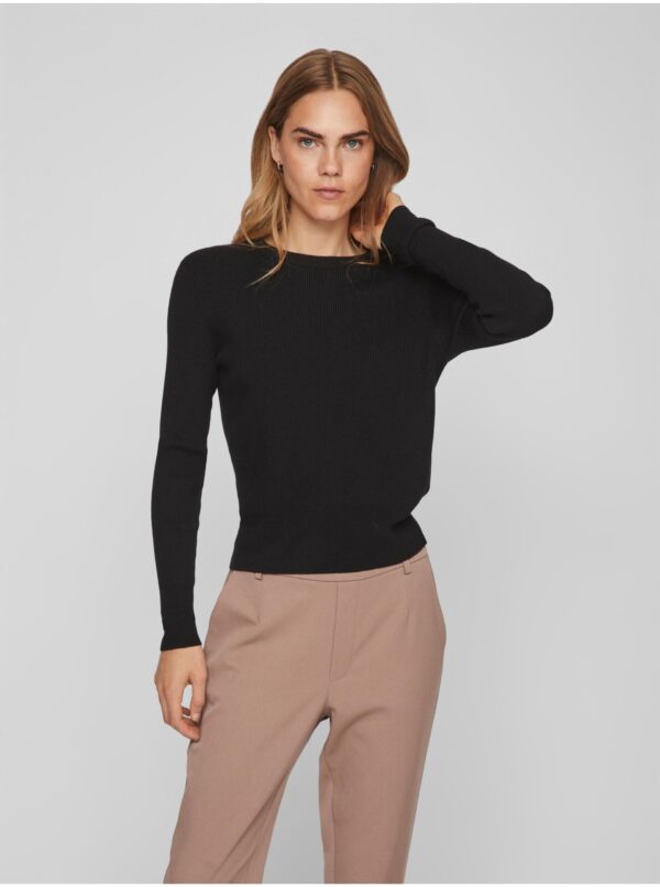 Black women's ribbed sweater VILA Comfy - Women