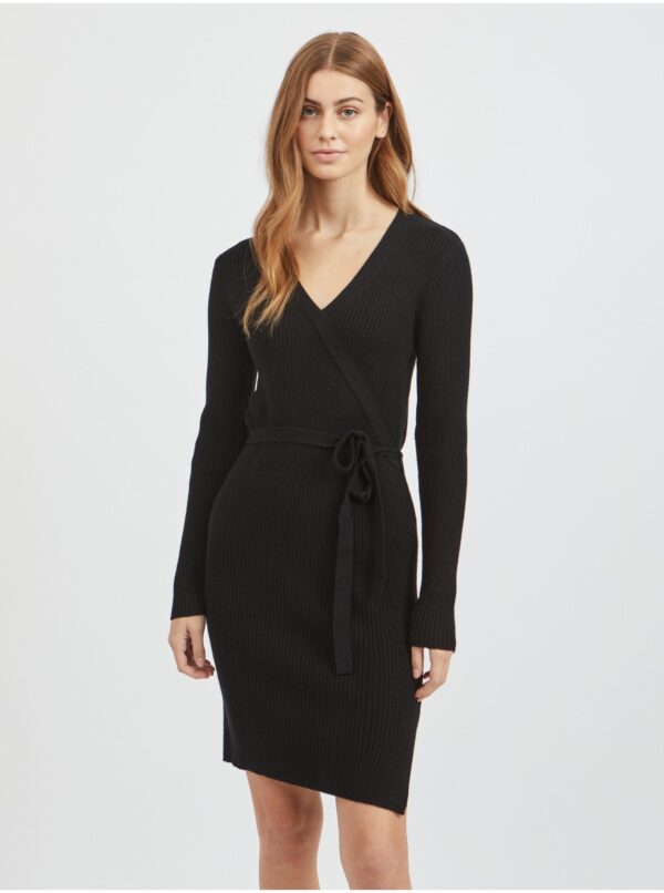 Black women's ribbed sweater dress VILA Ril - Women's