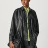 Black women's shirt made of imitation leather Pepe Jeans Carla - Women