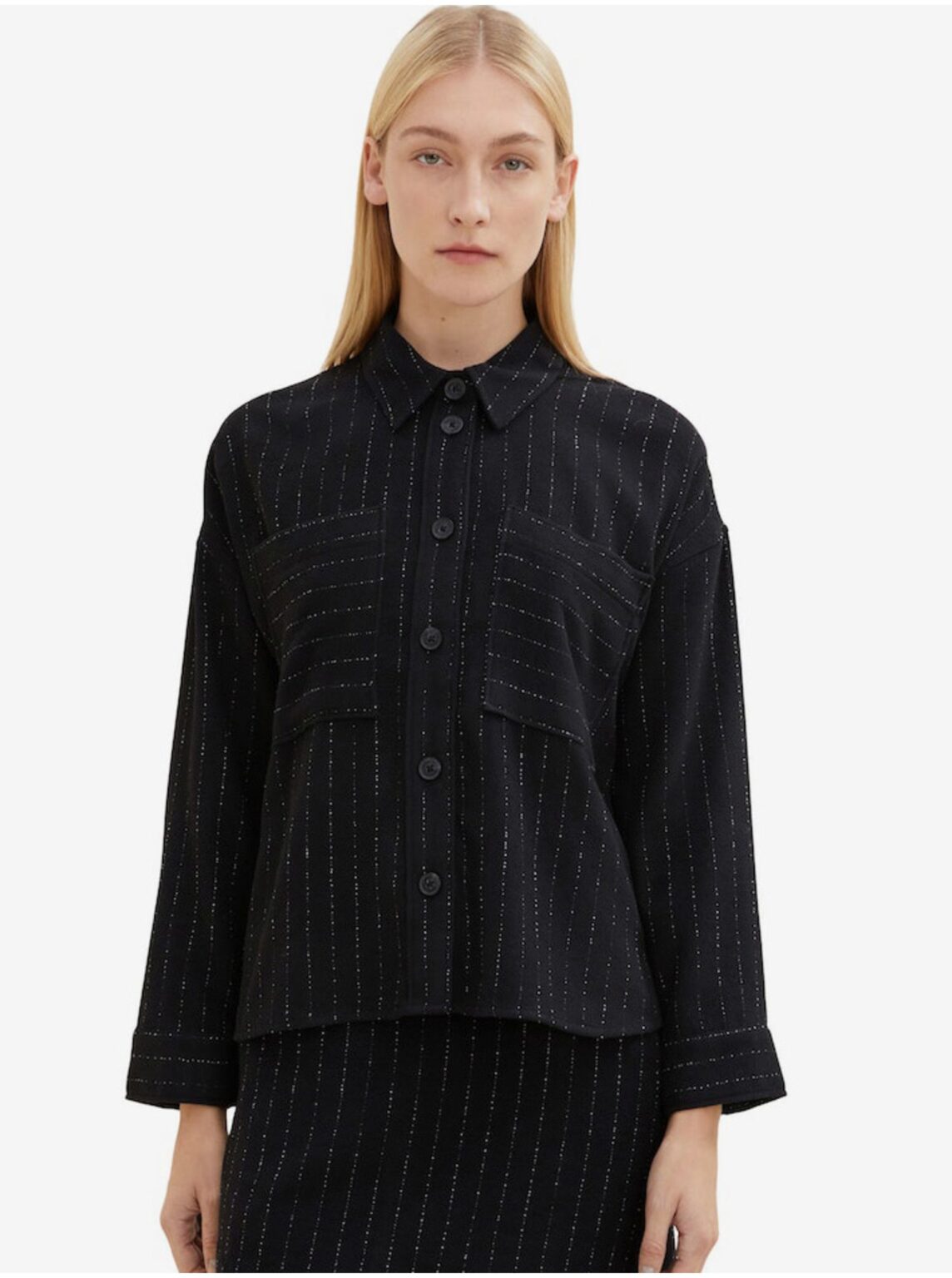 Black women's striped shirt jacket Tom Tailor - Women