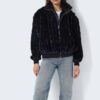 Black women's winter jacket made of faux fur Noisy May Zena - Women's