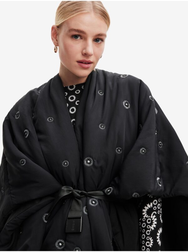 Black women's winter poncho Desigual Mini Atre Elbrus - Women's