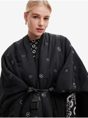 Black women's winter poncho Desigual Mini Atre Elbrus - Women's