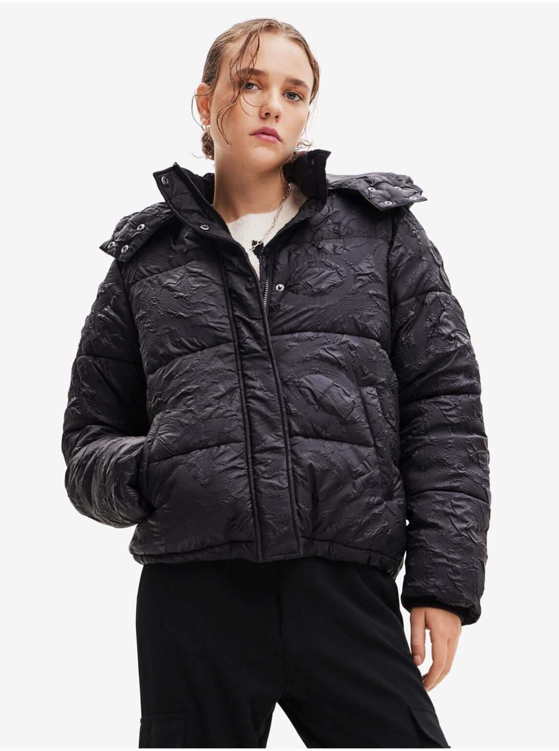 Black women's winter quilted jacket Desigual Calgary - Women