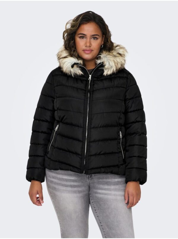 Black women's winter quilted jacket ONLY CARMAKOMA New Ellan - Women