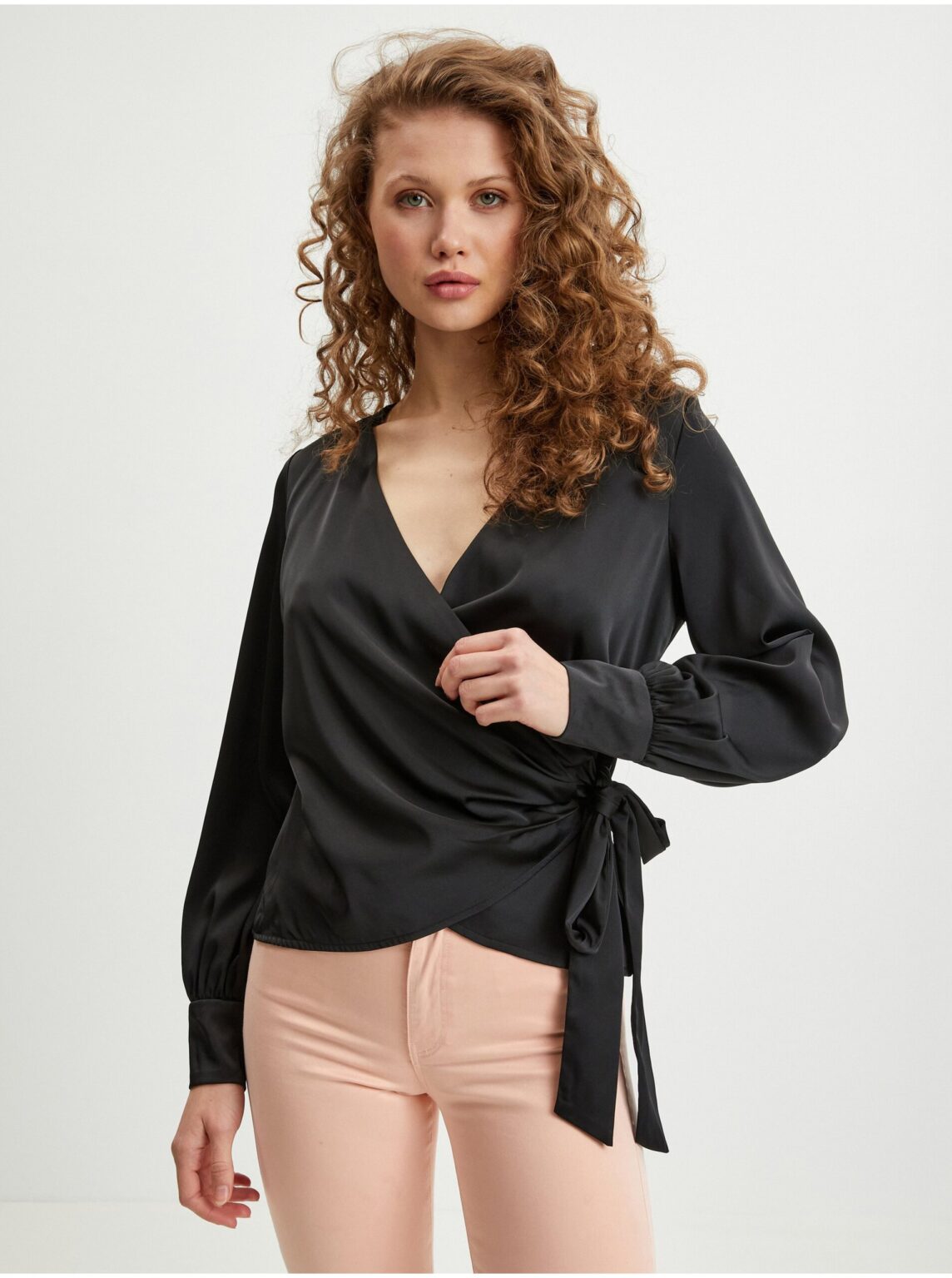 Black women's wrap satin blouse Guess Lovisa - Women's