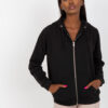 Black zip-up hoodie with pockets