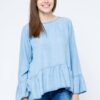 Blouse Euphora a'la jeans fastened with buttons at the back blue