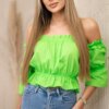 Blouse over the shoulder light green