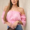Blouse over the shoulder light pink