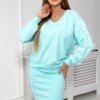 Blouse + ribbed dress mint set