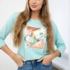 Blouse with 3D Bird mint graphics