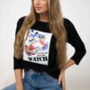 Blouse with 3D Watch graphics black