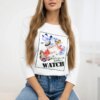 Blouse with 3D Watch white graphics