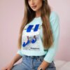 Blouse with 3D graphics with zircons mint