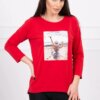 Blouse with Paradise red print
