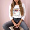 Blouse with Summer Girl print white