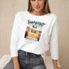 Blouse with Summer car print white