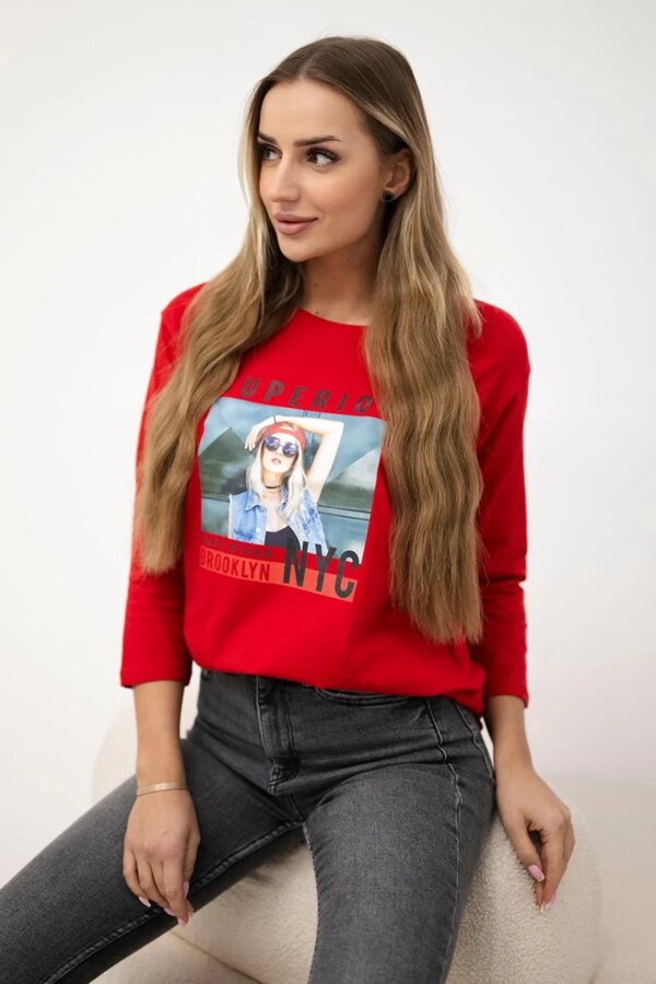 Blouse with Superior print red