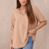 Blouse with a longer back Camel