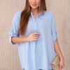 Blouse with a longer back blue