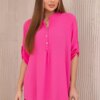 Blouse with a longer back pink