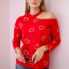 Blouse with a red heart print