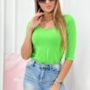 Blouse with a round neckline light green