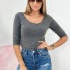 Blouse with a round neckline made of graphite melange