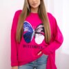 Blouse with an oversize fuchsia print