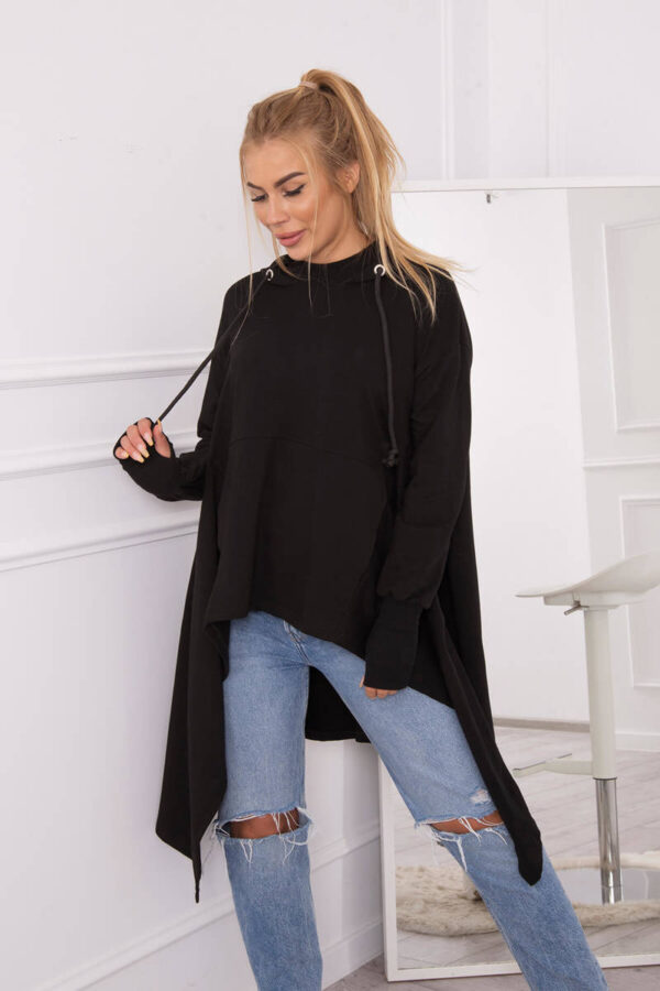 Blouse with black flared at the bottom