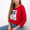 Blouse with cat graphics 3D red