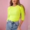 Blouse with decorative buttons yellow neon