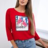 Blouse with flamingo graphics 3D red